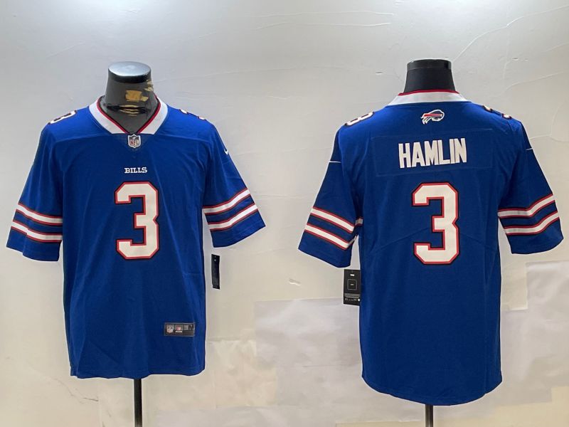 Men Buffalo Bills #3 Hamlin Blue Second generation 2024 Nike Limited NFL Jersey style 1